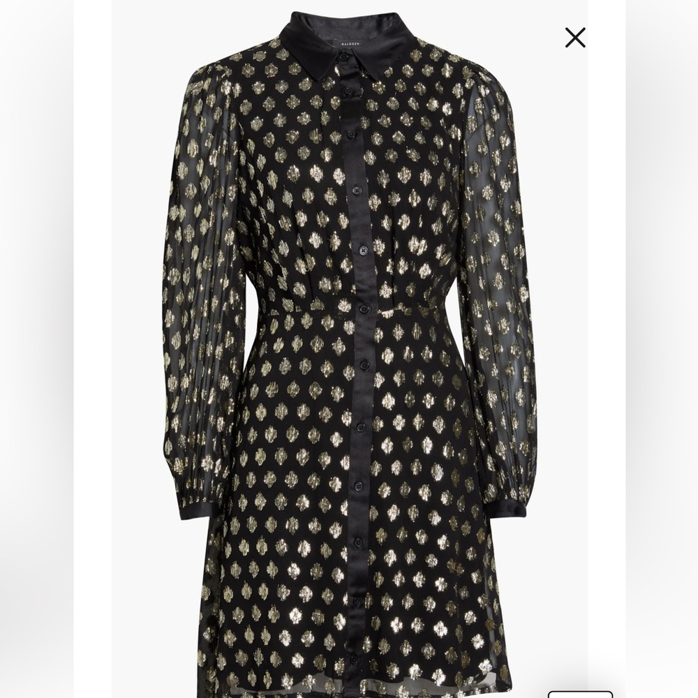 Halogen Foil Dot Empire Waist Shirtdress *GREAT USED CONDITION* - Picture 5 of 13